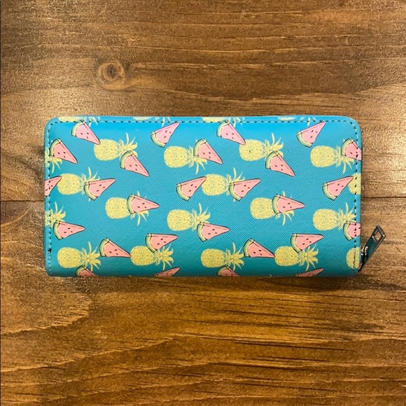 Handbags - PINEAPPLE & WATERMELON BLUE PINK FULL ZIP WALLET